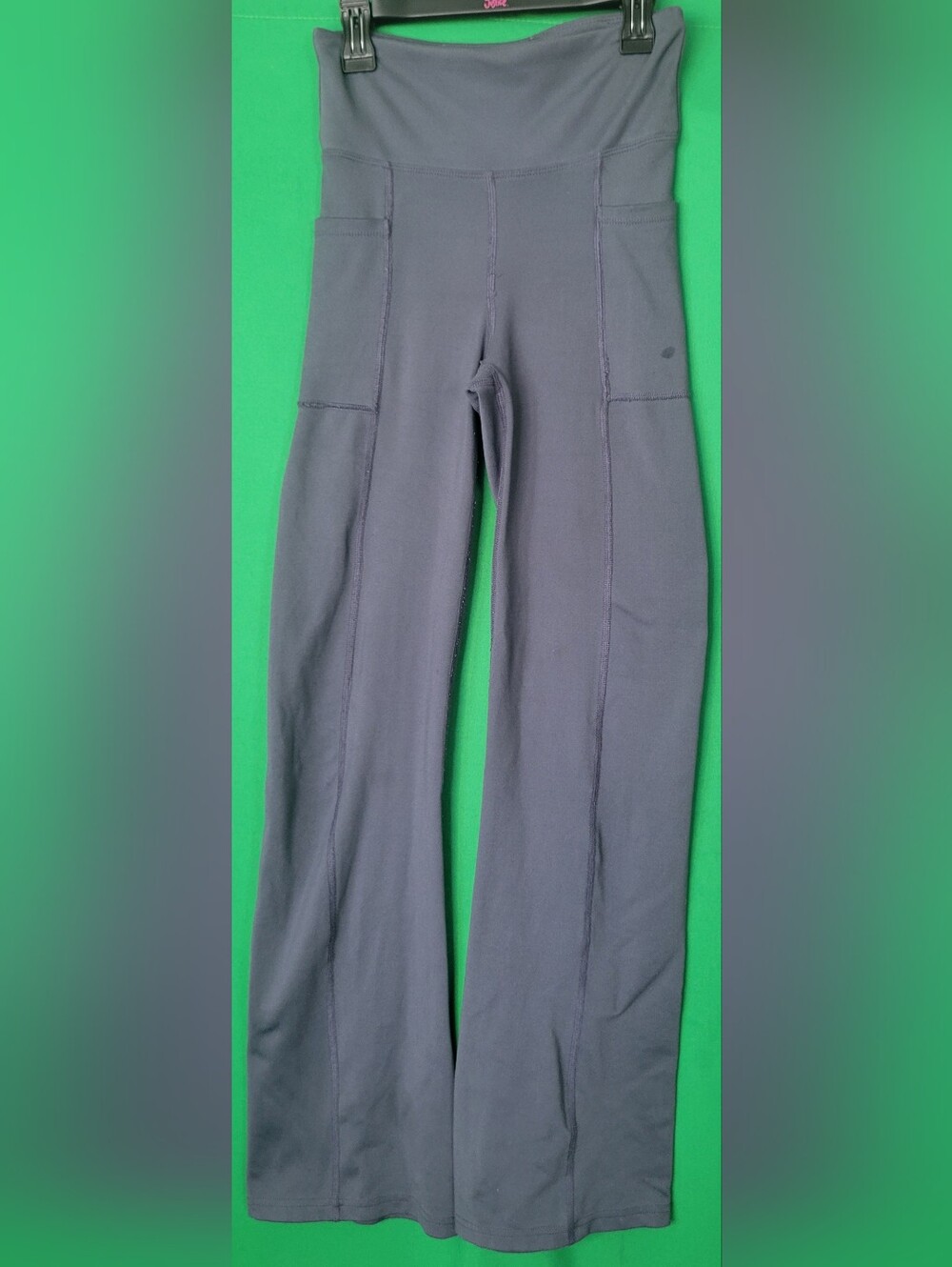 Bally High-Waist Flared Yoga Pants Gray Sz Small Pockets Exercise Lounge Stretch